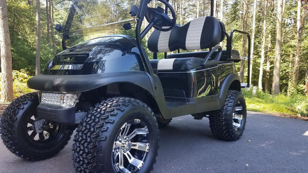 Customer install of RecPro Club Car Precedent basic LED light kit, featuring front LED headlight assembly.